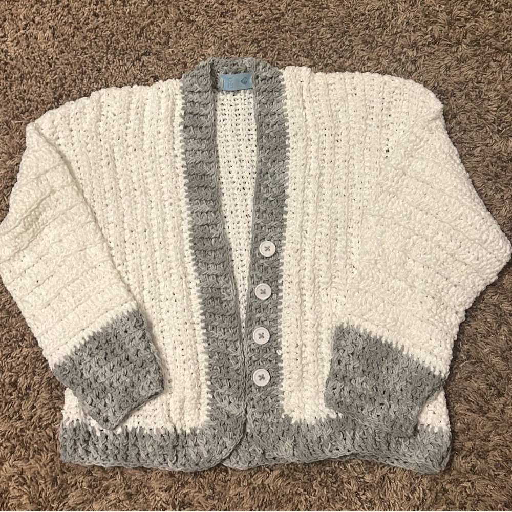 Cozy White and Gray Women's Sweater